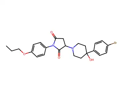 3-[4-(4-bromophenyl)-4-hydroxypiperidin-1-yl]-1-(4-propoxyphenyl)pyrrolidine-2,5-dione structure