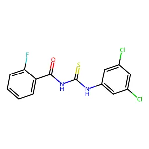 N-[(3,5-dichlorophenyl)carbamothioyl]-2-fluorobenzamide structure