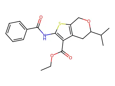 ethyl 2-benzamido-5-propan-2-yl-5,7-dihydro-4H-thieno[2,3-c]pyran-3-carboxylate structure