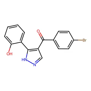 (4-bromophenyl)(3-(2-hydroxyphenyl)-1H-pyrazol-4-yl)methanone structure