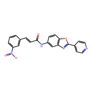 (E)-3-(3-nitrophenyl)-N-(2-pyridin-4-yl-1,3-benzoxazol-5-yl)prop-2-enamide structure