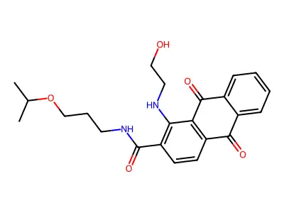 1-((2-hydroxyethyl)amino)-N-(3-isopropoxypropyl)-9,10-dioxo-9,10-dihydroanthracene-2-carboxamide structure