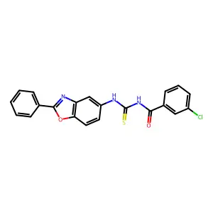 3-chloro-N-[(2-phenyl-1,3-benzoxazol-5-yl)carbamothioyl]benzamide structure