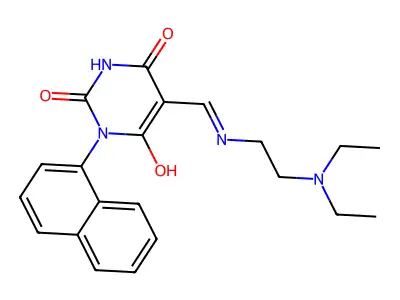 5-[(2-diethylaminoethylamino)methylidene]-1-naphthalen-1-yl-1,3-diazinane-2,4,6-trione structure