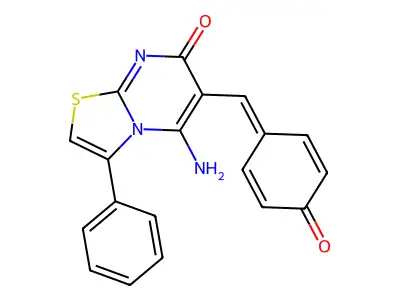 (Z)-6-(4-hydroxybenzylidene)-5-imino-3-phenyl-5H-thiazolo[3,2-a]pyrimidin-7(6H)-one structure