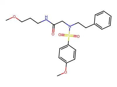 2-(4-methoxy-N-phenethylphenylsulfonamido)-N-(3-methoxypropyl)acetamide structure