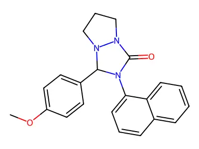 3-(4-methoxyphenyl)-2-(1-naphthyl)tetrahydro-1H,5H-pyrazolo[1,2-a][1,2,4]triazol-1-one structure