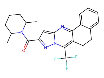 (2,6-dimethylpiperidin-1-yl)(7-(trifluoromethyl)-5,6-dihydrobenzo[h]pyrazolo[5,1-b]quinazolin-10-yl)methanone structure