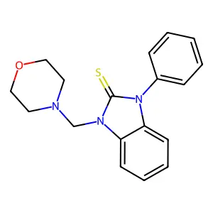 1-(Morpholinomethyl)-3-phenyl-benzimidazole-2-thione structure