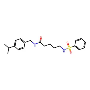 5-(benzenesulfonamido)-N-[(4-propan-2-ylphenyl)methyl]pentanamide structure