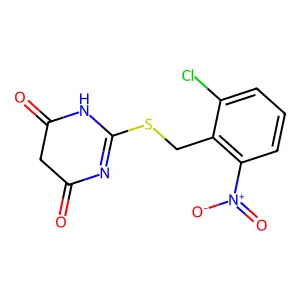 2-[(2-chloro-6-nitrophenyl)methylsulfanyl]-1H-pyrimidine-4,6-dione structure
