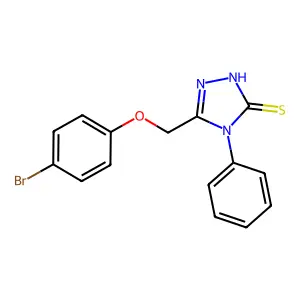 3-[(4-bromophenoxy)methyl]-4-phenyl-1H-1,2,4-triazole-5-thione structure