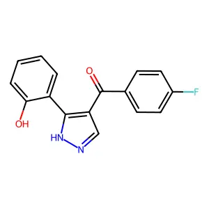 (4-fluorophenyl)(3-(2-hydroxyphenyl)-1H-pyrazol-4-yl)methanone structure
