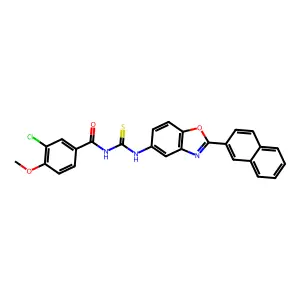 3-chloro-4-methoxy-N-[(2-naphthalen-2-yl-1,3-benzoxazol-5-yl)carbamothioyl]benzamide structure