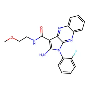 2-amino-1-(2-fluorophenyl)-N-(2-methoxyethyl)-1H-pyrrolo[2,3-b]quinoxaline-3-carboxamide structure