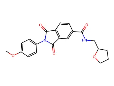 2-(4-methoxyphenyl)-1,3-dioxo-N-(oxolan-2-ylmethyl)isoindole-5-carboxamide structure