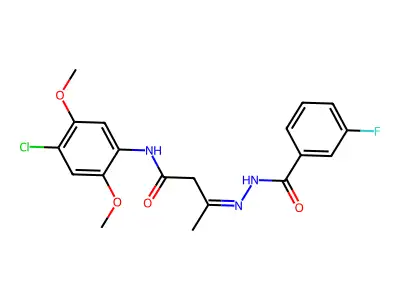 3-Fluorobenzoic acid 2-[3-[(4-chloro-2,5-dimethoxyphenyl)amino]-1-methyl-3-oxopropylidene]hydrazide structure