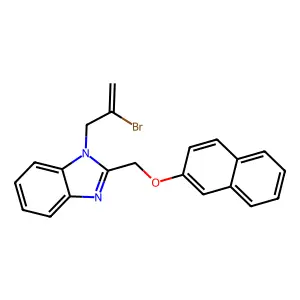 1-(2-bromoallyl)-2-((naphthalen-2-yloxy)methyl)-1H-benzo[d]imidazole structure