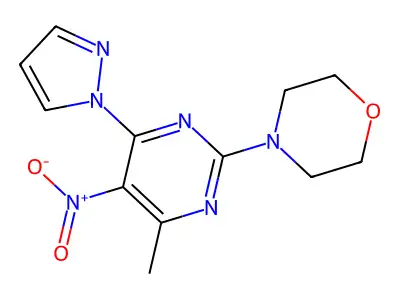 4-(4-Methyl-5-nitro-6-pyrazol-1-ylpyrimidin-2-yl)morpholine structure