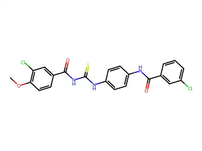 3-chloro-N-[[4-[(3-chlorobenzoyl)amino]phenyl]carbamothioyl]-4-methoxybenzamide structure