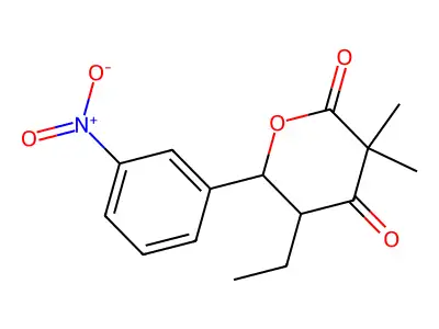5-Ethyl-3,3-dimethyl-6-(3-nitrophenyl)oxane-2,4-dione structure