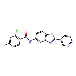 2-chloro-4-methyl-N-(2-pyridin-3-yl-1,3-benzoxazol-5-yl)benzamide structure