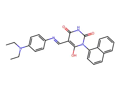 (5E)-5-({[4-(diethylamino)phenyl]amino}methylidene)-1-(naphthalen-1-yl)pyrimidine-2,4,6(1H,3H,5H)-trione structure