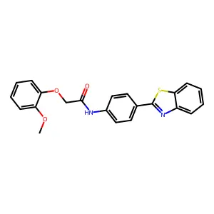 N-[4-(1,3-benzothiazol-2-yl)phenyl]-2-(2-methoxyphenoxy)acetamide structure