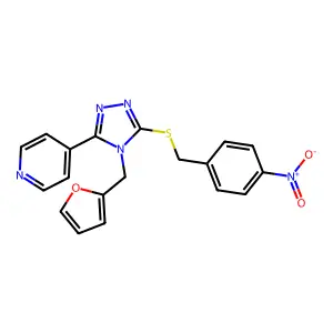 4-[4-(furan-2-ylmethyl)-5-[(4-nitrophenyl)methylsulfanyl]-1,2,4-triazol-3-yl]pyridine structure