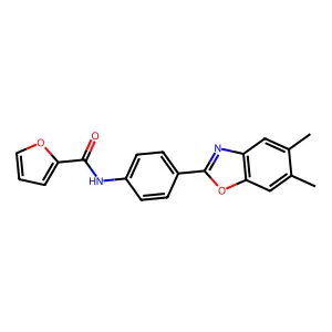 N-[4-(5,6-dimethyl-1,3-benzoxazol-2-yl)phenyl]furan-2-carboxamide structure