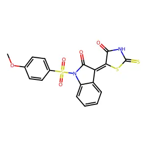 (5Z)-5-[1-(4-methoxyphenyl)sulfonyl-2-oxoindol-3-ylidene]-2-sulfanylidene-1,3-thiazolidin-4-one structure