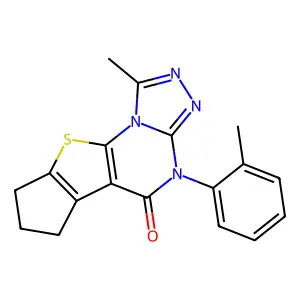 1-methyl-4-(2-methylphenyl)-7,8-dihydro-6H-cyclopenta[4,5]thieno[3,2-e][1,2,4]triazolo[4,3-a]pyrimidin-5(4H)-one structure