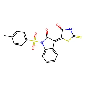 (Z)-5-(2-oxo-1-tosylindolin-3-ylidene)-2-thioxothiazolidin-4-one structure