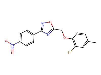 5-[(2-Bromo-4-methylphenoxy)methyl]-3-(4-nitrophenyl)-1,2,4-oxadiazole structure