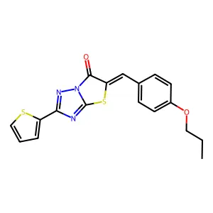 (Z)-5-(4-propoxybenzylidene)-2-(thiophen-2-yl)thiazolo[3,2-b][1,2,4]triazol-6(5H)-one structure