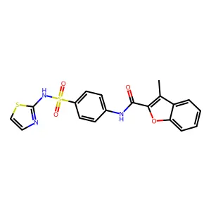 3-methyl-N-[4-(1,3-thiazol-2-ylsulfamoyl)phenyl]-1-benzofuran-2-carboxamide structure