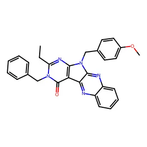 2-Ethyl-3,11-dihydro-11-[(4-methoxyphenyl)methyl]-3-(phenylmethyl)-4H-pyrimido[5',4':4,5]pyrrolo[2,3-b]quinoxalin-4-one structure
