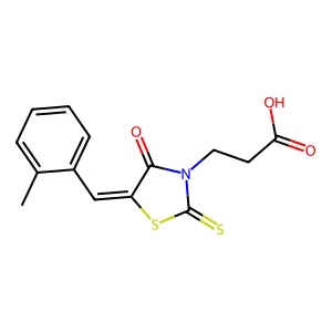 3-[(5E)-5-[(2-methylphenyl)methylidene]-4-oxo-2-sulfanylidene-1,3-thiazolidin-3-yl]propanoic acid structure
