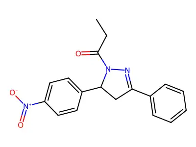1-[3-(4-Nitrophenyl)-5-phenyl-3,4-dihydropyrazol-2-yl]propan-1-one structure