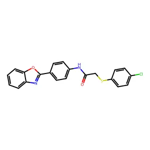 N-[4-(1,3-benzoxazol-2-yl)phenyl]-2-(4-chlorophenyl)sulfanylacetamide structure