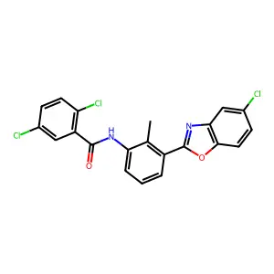 2,5-dichloro-N-[3-(5-chloro-1,3-benzoxazol-2-yl)-2-methylphenyl]benzamide structure