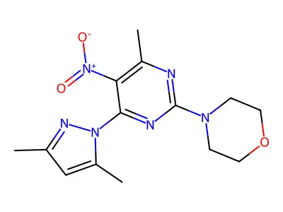 4-[4-(3,5-Dimethylpyrazol-1-yl)-6-methyl-5-nitropyrimidin-2-yl]morpholine structure