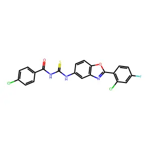 4-chloro-N-[[2-(2-chloro-4-fluorophenyl)-1,3-benzoxazol-5-yl]carbamothioyl]benzamide structure