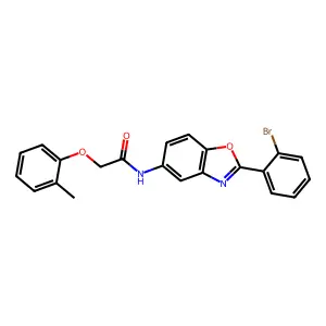 N-[2-(2-bromophenyl)-1,3-benzoxazol-5-yl]-2-(2-methylphenoxy)acetamide structure