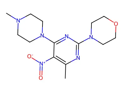 4-[4-Methyl-6-(4-methylpiperazin-1-yl)-5-nitropyrimidin-2-yl]morpholine structure