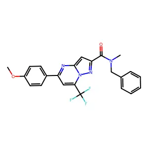 N-benzyl-5-(4-methoxyphenyl)-N-methyl-7-(trifluoromethyl)pyrazolo[1,5-a]pyrimidine-2-carboxamide structure