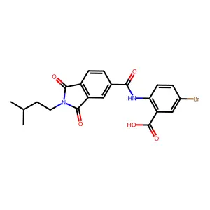 5-Bromo-2-[[2-(3-methylbutyl)-1,3-dioxoisoindole-5-carbonyl]amino]benzoic acid structure