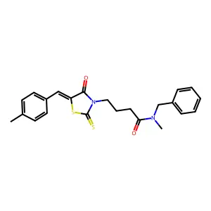 N-benzyl-N-methyl-4-[(5Z)-5-[(4-methylphenyl)methylidene]-4-oxo-2-sulfanylidene-1,3-thiazolidin-3-yl]butanamide structure