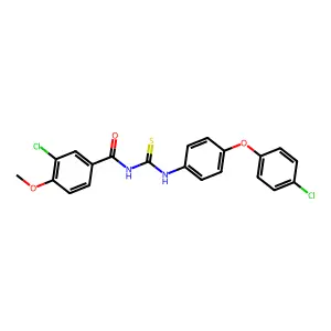 3-chloro-N-[[4-(4-chlorophenoxy)phenyl]carbamothioyl]-4-methoxybenzamide structure