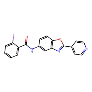 2-iodo-N-(2-pyridin-4-yl-1,3-benzoxazol-5-yl)benzamide structure